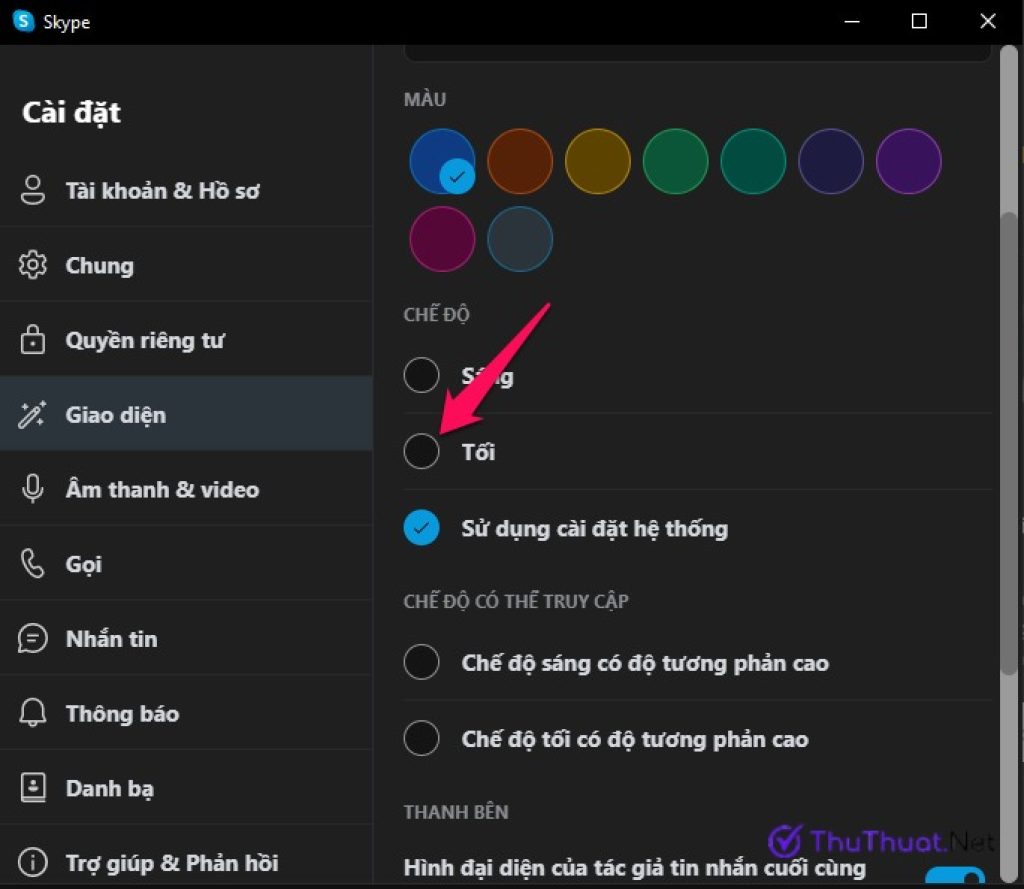 Cách bật Dark Mode trên Skype (Android/iOS/PC/Web)