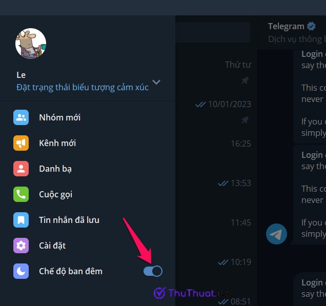 Cách bật Dark Mode trên Telegram (Android/iOS/PC/Web)