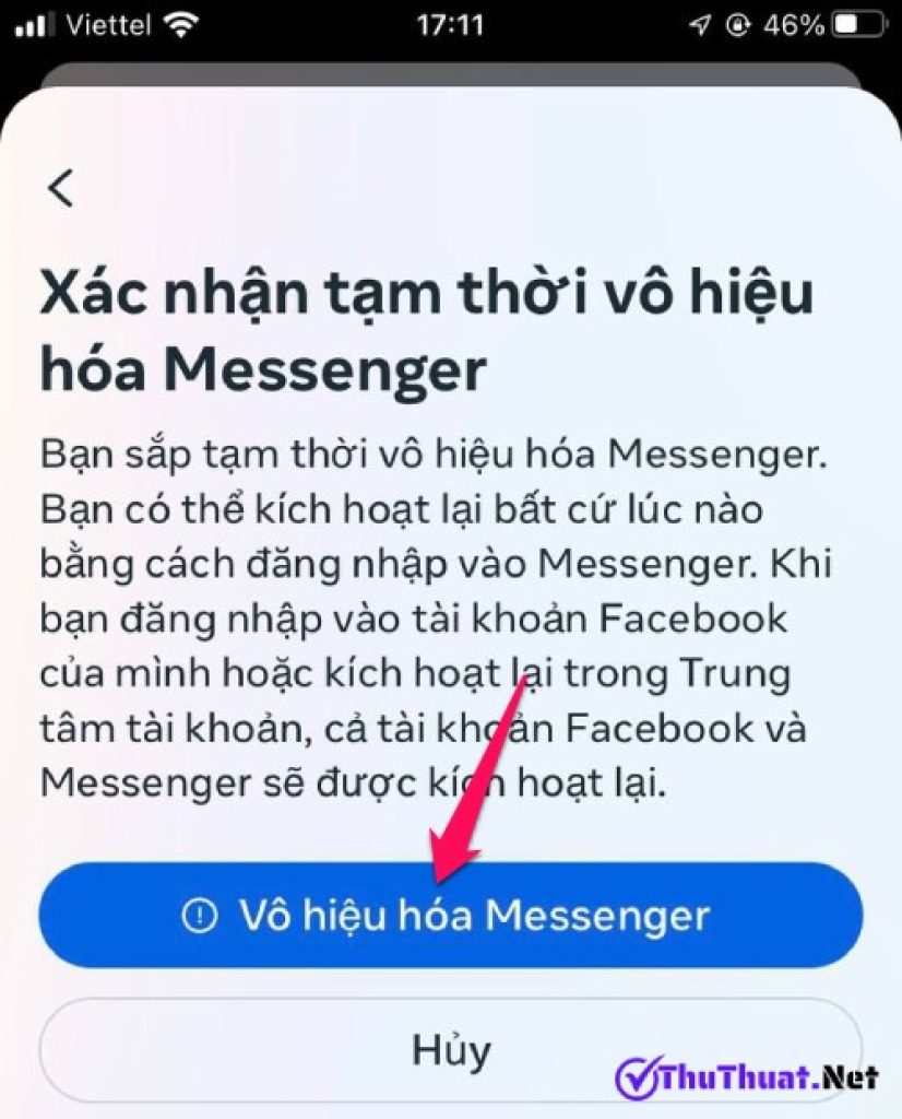 Cách vô hiệu hóa tài khoản Messenger tạm thời trên điện thoại & máy tính